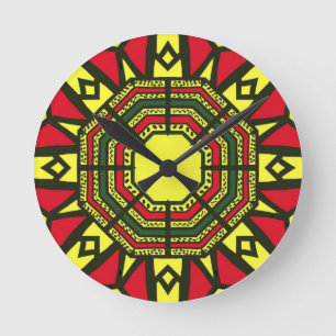 Reloj Redondo Mediano Red Afrocentric Tribal