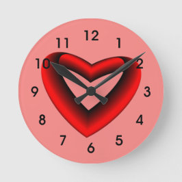 Reloj Redondo Mediano Red and Black Gradient Heart
