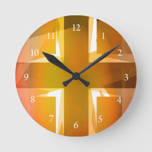 Reloj Redondo Mediano Red and yellow religious cross