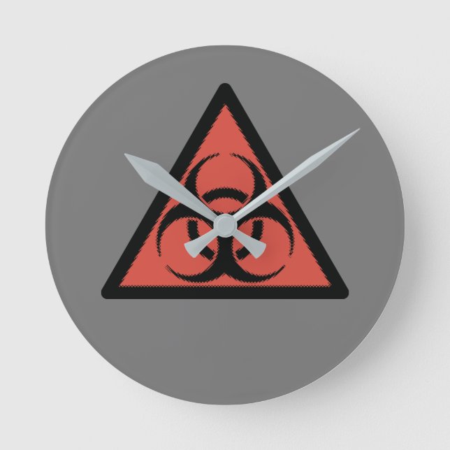 Reloj Redondo Mediano Red biohazard sign (Anverso)
