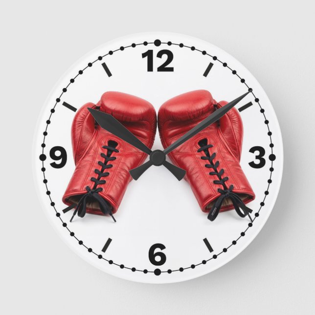 Reloj Redondo Mediano Red Boxing Gloves Wall Clock, Boxing Clock Face (Anverso)