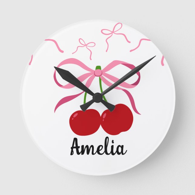 Reloj Redondo Mediano Red Cherries fruit pattern  (Anverso)