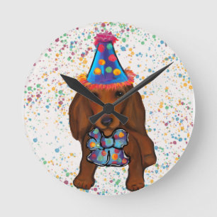 Reloj Redondo Mediano Red Dachshund de larga duración