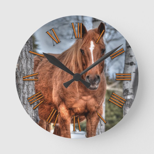 Reloj Redondo Mediano Red Dun Ranch Horse Animal lover Photo (Anverso)