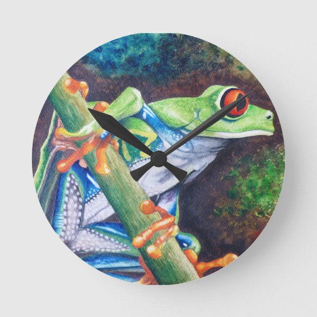Reloj Redondo Mediano Red-eyed Frog Clock (Anverso)