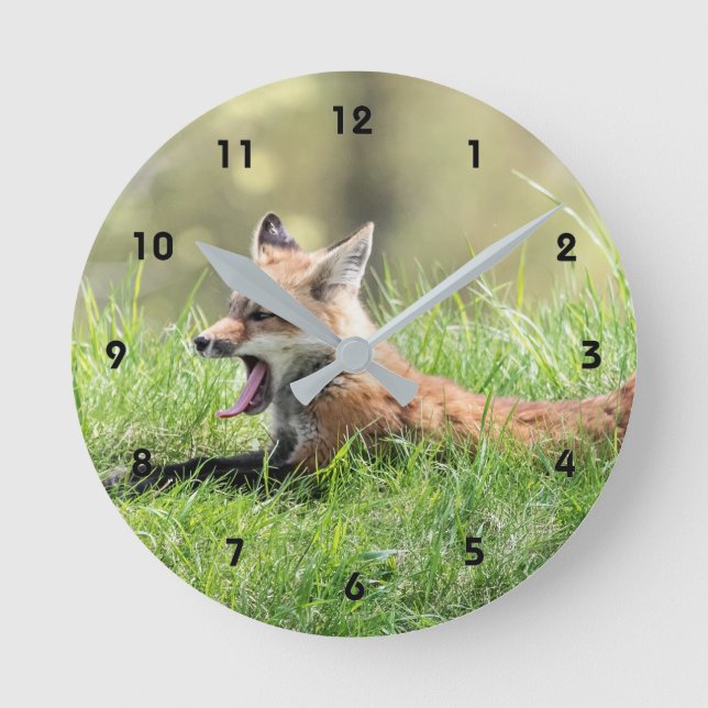 Reloj Redondo Mediano Red Fox Kit Yawning (Anverso)