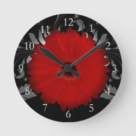 Reloj Redondo Mediano Red Gerbera Daisy con Swirl