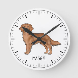 Reloj Redondo Mediano Red Golden Retriever Cute Dog con nombre personali