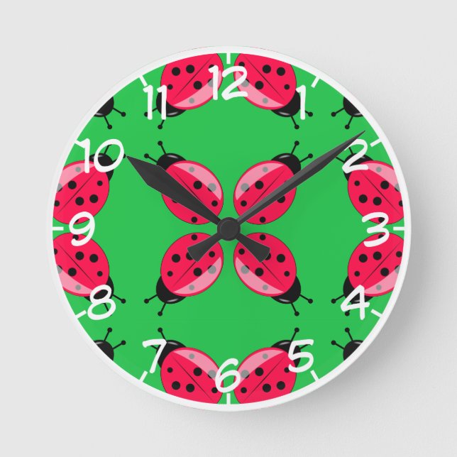 Reloj Redondo Mediano Red Ladybugs (Anverso)