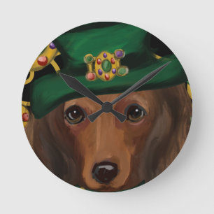 Reloj Redondo Mediano Red Long Haired Dachshund