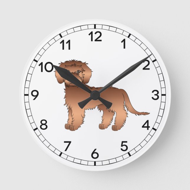Reloj Redondo Mediano Red Mini Goldendoodle Cute Cartoon Dog (Anverso)