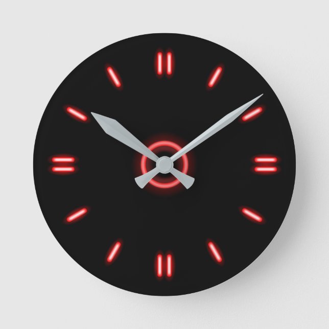 Reloj Redondo Mediano Red Neon (Anverso)