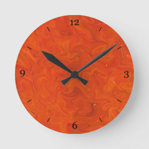 Reloj Redondo Mediano Red Orange Tonal Abstract Swirled Background