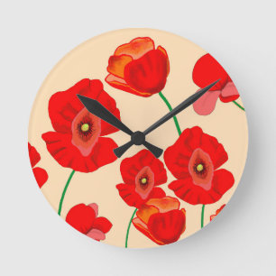 Reloj Redondo Mediano Red Poppy Field 