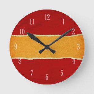 Reloj Redondo Mediano Red ripped christmas wrapping paper