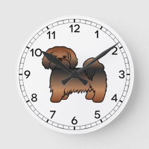 Reloj Redondo Mediano Red Sable Lhasa Apso Cute Cartog Perro