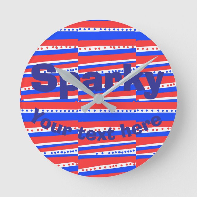 Reloj Redondo Mediano Red White Blue Circles Stripes  (Anverso)