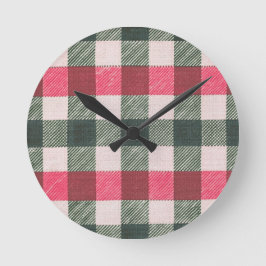Reloj Redondo Mediano Red y Green Gingham