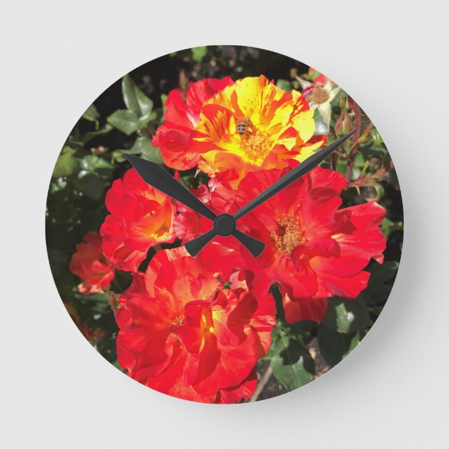 Reloj Redondo Mediano Red & Yellow Roses, Portland, Oregon (Anverso)