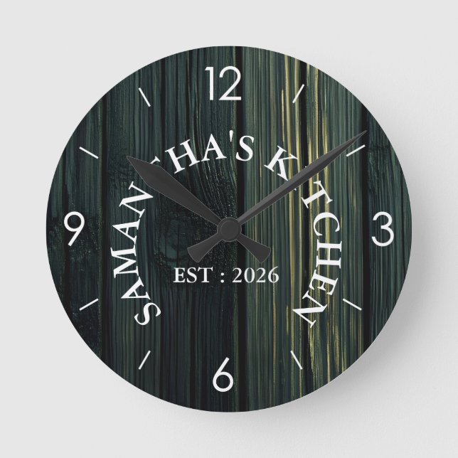 Reloj Redondo Mediano Redondo de Cocina de Granja de Madera Rústica Pers (Anverso)