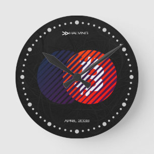 Reloj Redondo Mediano Reducción a la Mitad de Bitcoin 2028 (Estilo: 2 / 