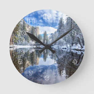 Reloj Redondo Mediano Reflexión del invierno en Yosemite