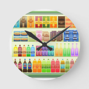 Reloj Redondo Mediano refrigerios de estante de supermercados
