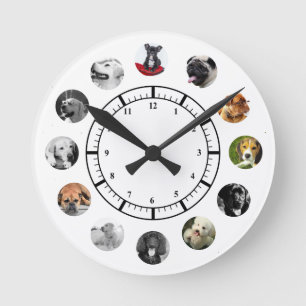 Reloj Redondo Mediano Refugio de rescate de DOG de vuelta 12 Collages de