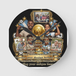 Reloj Redondo Mediano Regalo de Colaje de Fotos Personalizado para Papá