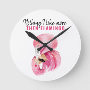 Reloj Redondo Mediano Regalo de flamenco de color rosa exótico moderno