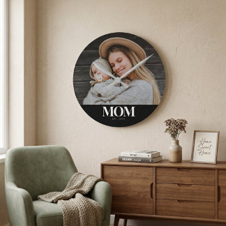 Reloj Redondo Mediano Regalo de foto con tipografía blanca establecida p