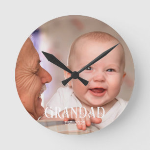 Reloj Redondo Mediano Regalo de Foto de Abuelo Establecido