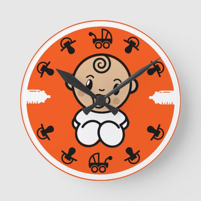 Reloj Redondo Mediano Regalo de Recién nacido de novedad (Anverso)