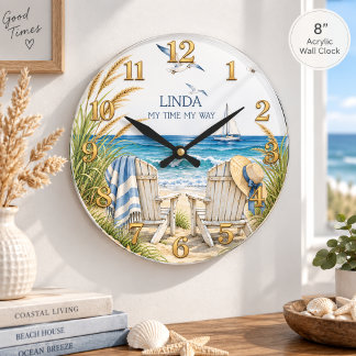 Reloj Redondo Mediano Regalo de recuerdo de jubilación costera Mi tiempo