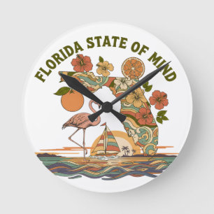 Reloj Redondo Mediano Regalo de velero flamenco retro del estado de ánim