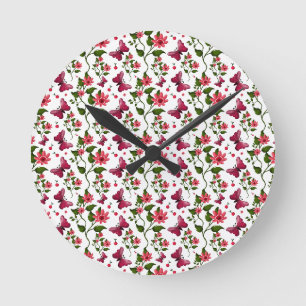 Reloj Redondo Mediano Regalo floral de mariposa de jardín de primavera m