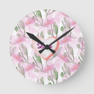 Reloj Redondo Mediano Regalo floral personalizado y acuarela personaliza