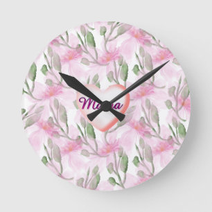 Reloj Redondo Mediano Regalo floral personalizado y hecho a medida con a