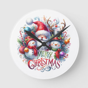 Reloj Redondo Mediano Regalo navideño Feliz Navidad