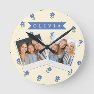 Reloj Redondo Mediano Regalo Personalizado con Patrón de Flor Silvestre