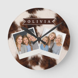 Reloj Redondo Mediano Regalo Personalizado de Vaquera con Estampado de V