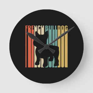 Reloj Redondo Mediano Regalo retro de Bulldog francés de la silueta de p