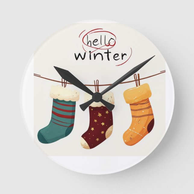 Reloj Redondo Mediano regalos de medias de navidad (Anverso)