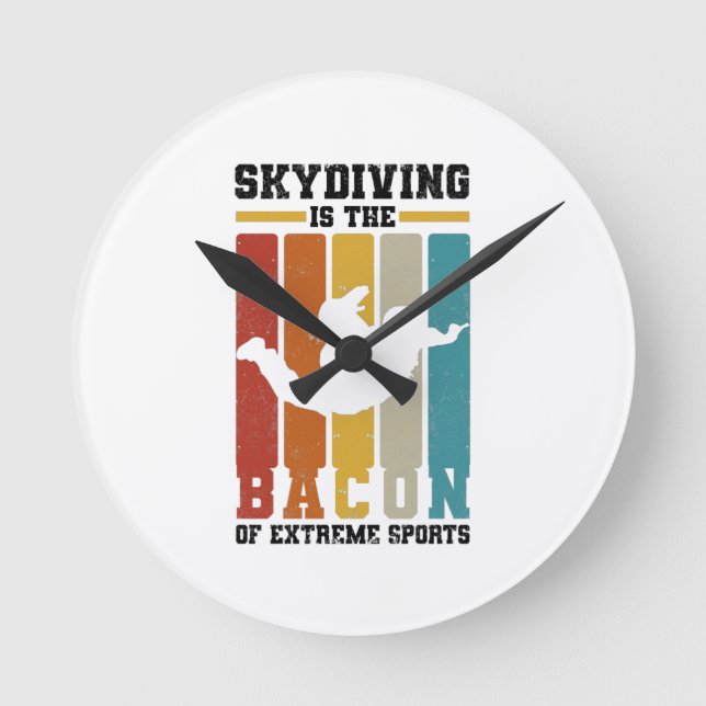 Reloj Redondo Mediano Regalos de Skydiving | Paracaídas de Skydiver Base (Anverso)