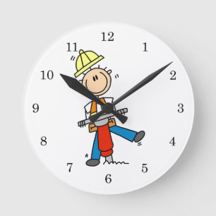 Reloj Redondo Mediano Regalos de trabajador de construcción con martillo