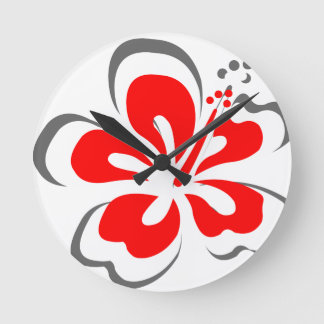 Reloj Redondo Mediano Regalos temáticos de hibiscos rojos de Hawái