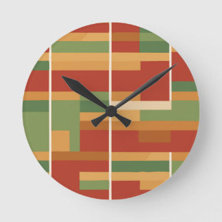 Reloj Redondo Mediano Reggae Boho Resumen Línea Patrón de arte