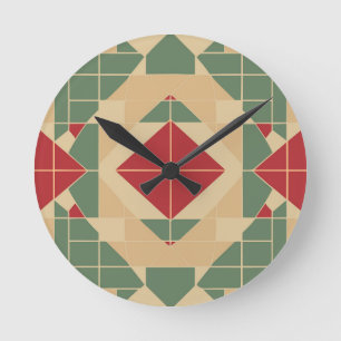 Reloj Redondo Mediano Reggae Geométrico Pastel Tile