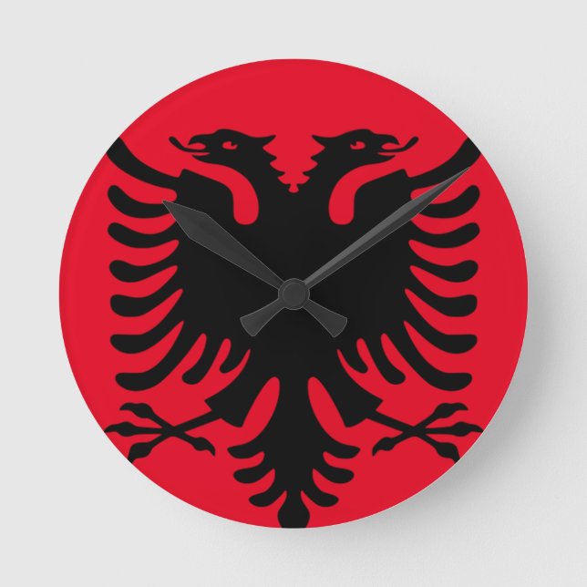 Reloj Redondo Mediano Registre Eagle dirigido doble albanés rojo y negro (Anverso)