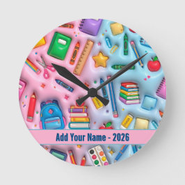 Reloj Redondo Mediano Regreso a clases personalizado 2026